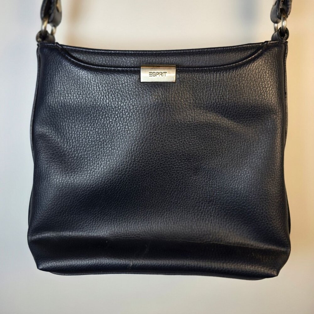 Vintage 90s Esprit Navy Vegan Leather Crossbody Bag